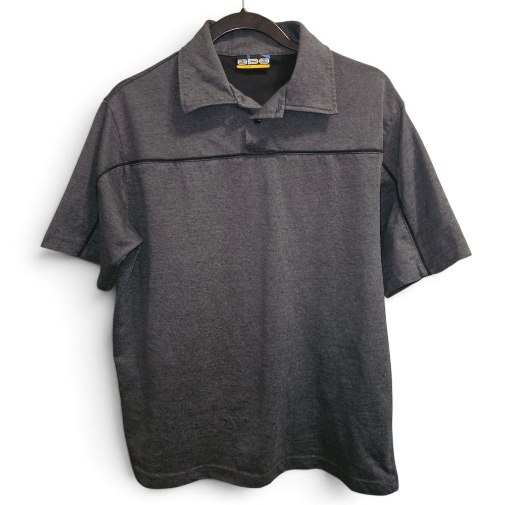 OPC‎ Polo Shirt Mens Size Large Charcoal Grey Excellent Short Sleeve Stripe